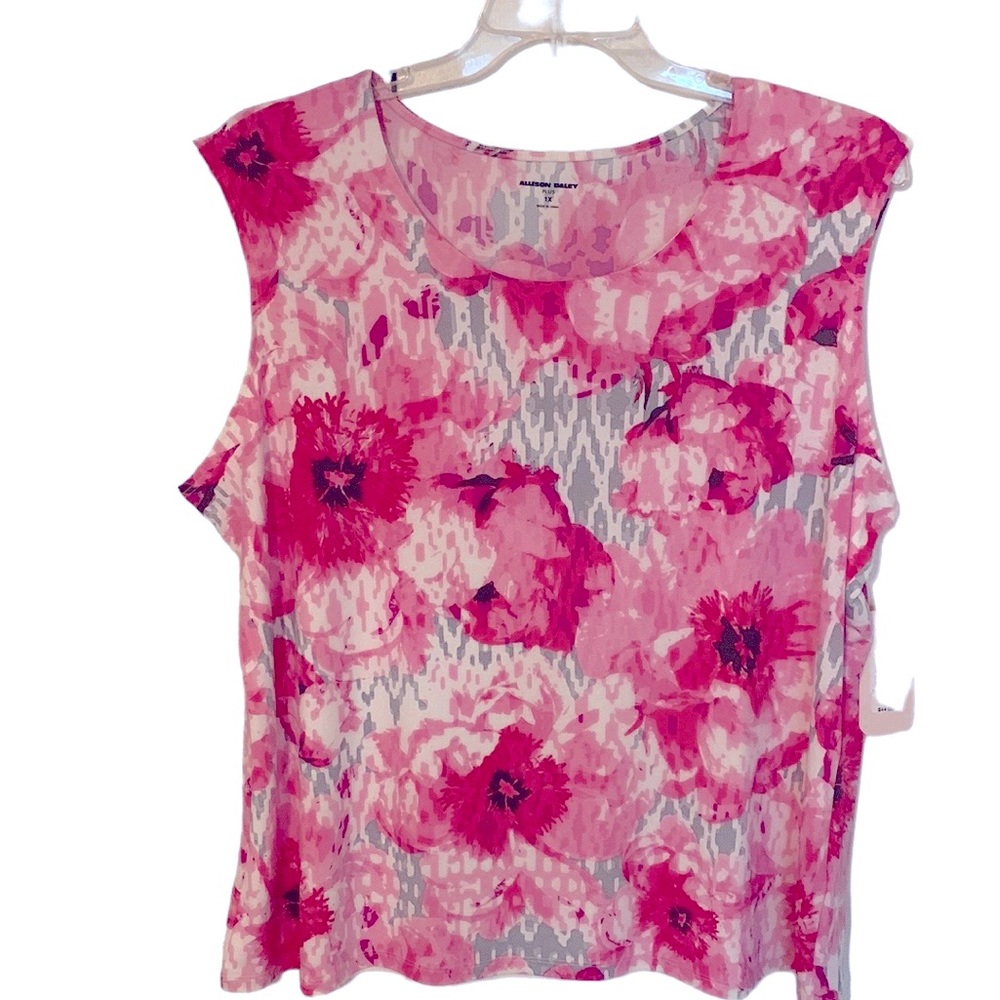 Allison Daley  Sleeveless Top, beautiful pink, gray and white